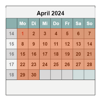 Kalender April 2024